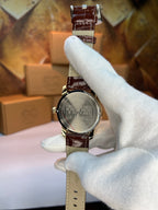 Casino Watch Rotatable White Dial-Brown Strap