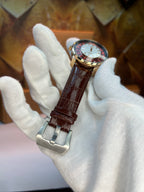 Casino Watch Rotatable White Dial-Brown Strap