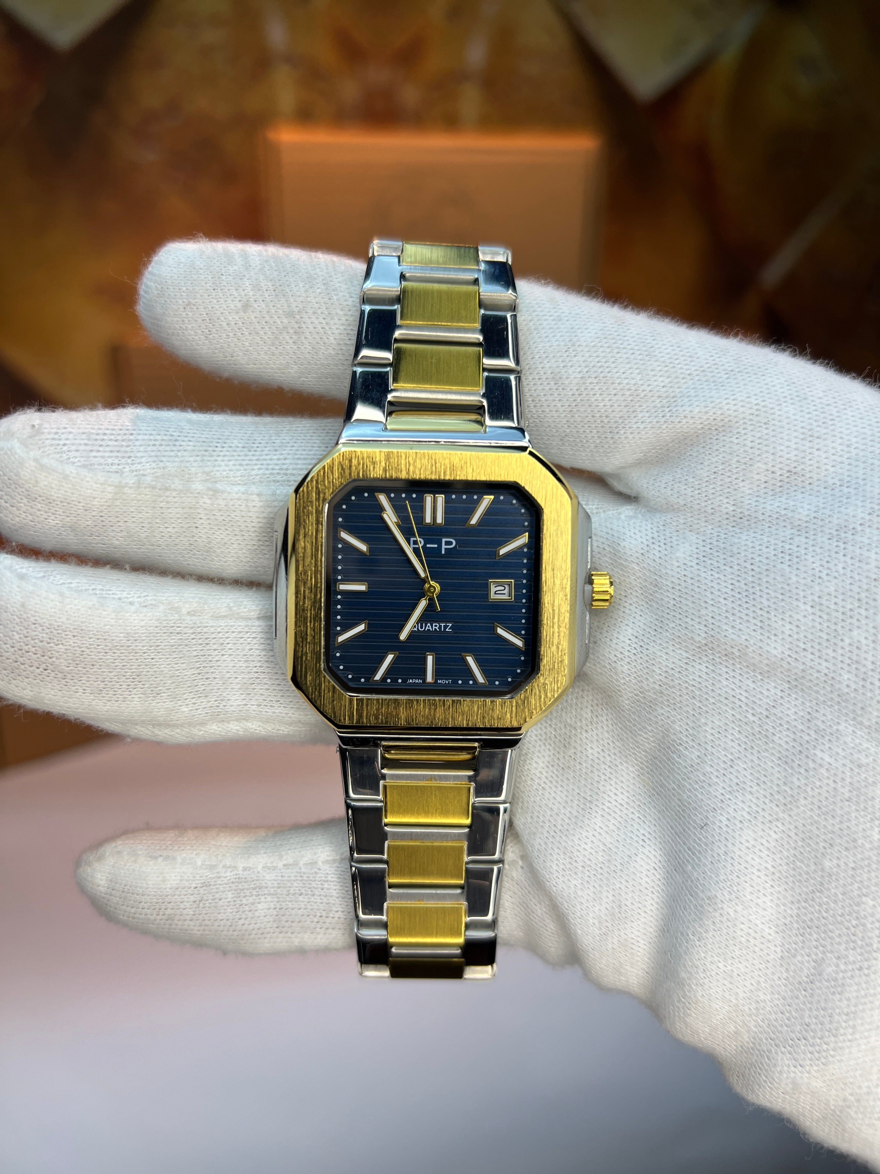 Gold Silver-tone P.P Blue Dial Watch
