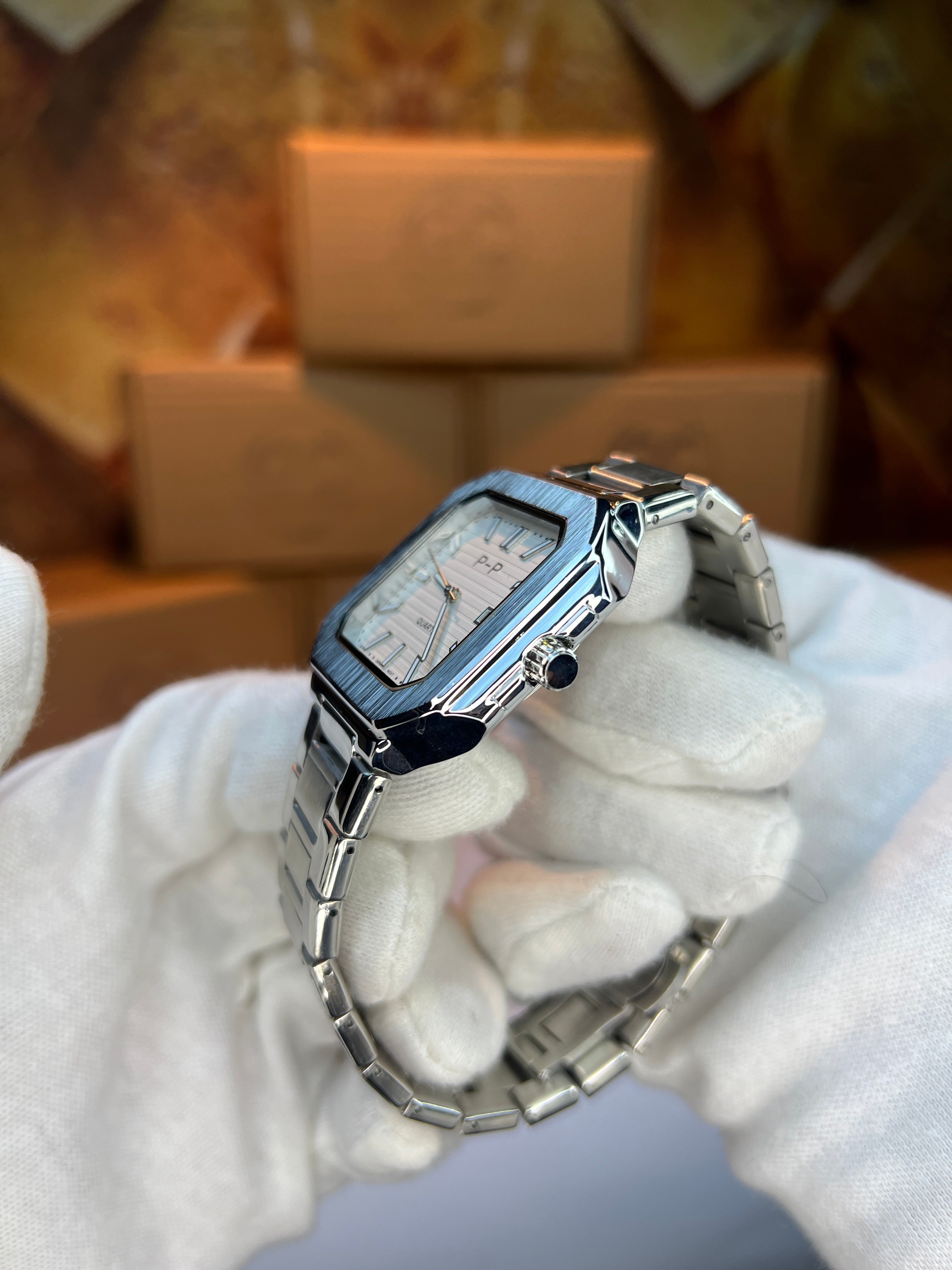 Silver-tone P.P White Dial Watch