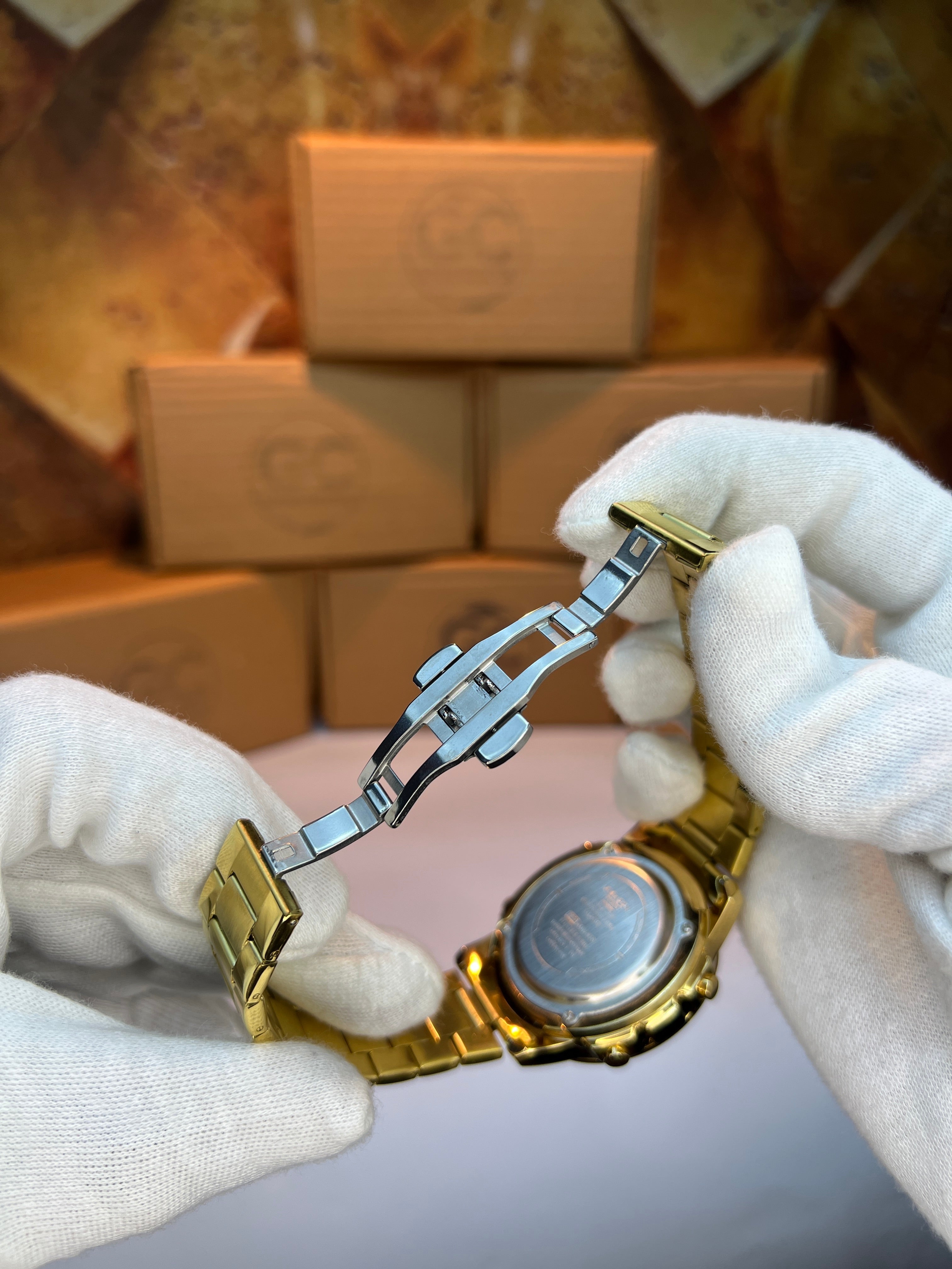 G-Shock Golden Metal Analog-Digital Watch – White Dial